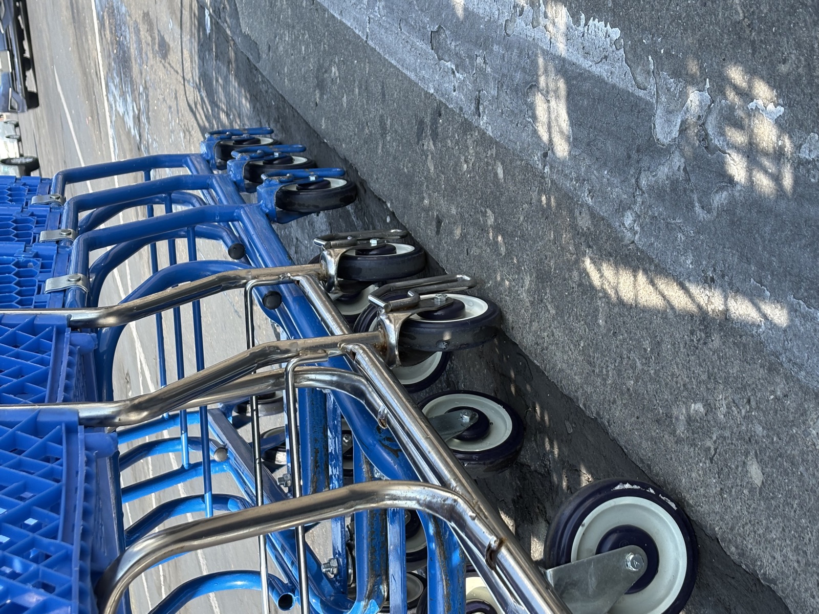 Shopping carts lined up for washing